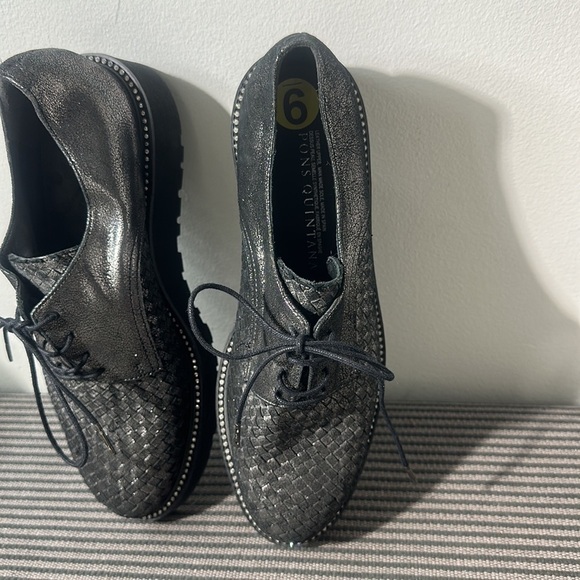 Pons Quintana Brown Platform Woven Braided Shoes Sneakers - Picture 2 of 4